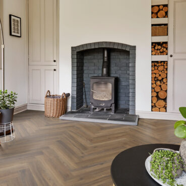 Astoria Oak Herringbone fireplace