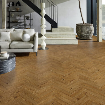 handscrapped Golden Oak Herringbone