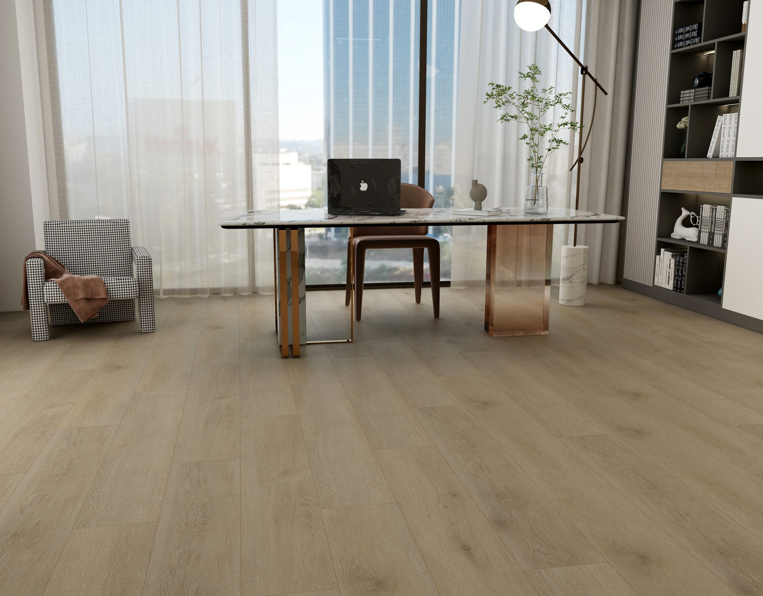 office with Smoked White Waterproof Luxury Rigid Core